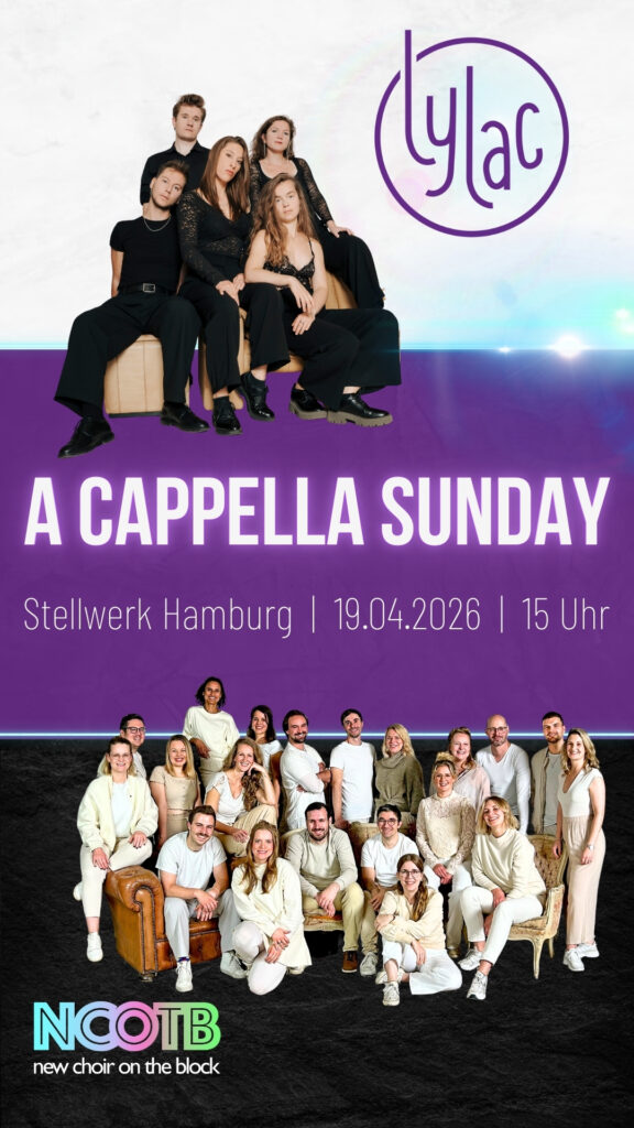 Banner für das Konzert A cappella Sunday mit Lylac und NCOTB am 19.04.2026 im Stellwerk Hamburg